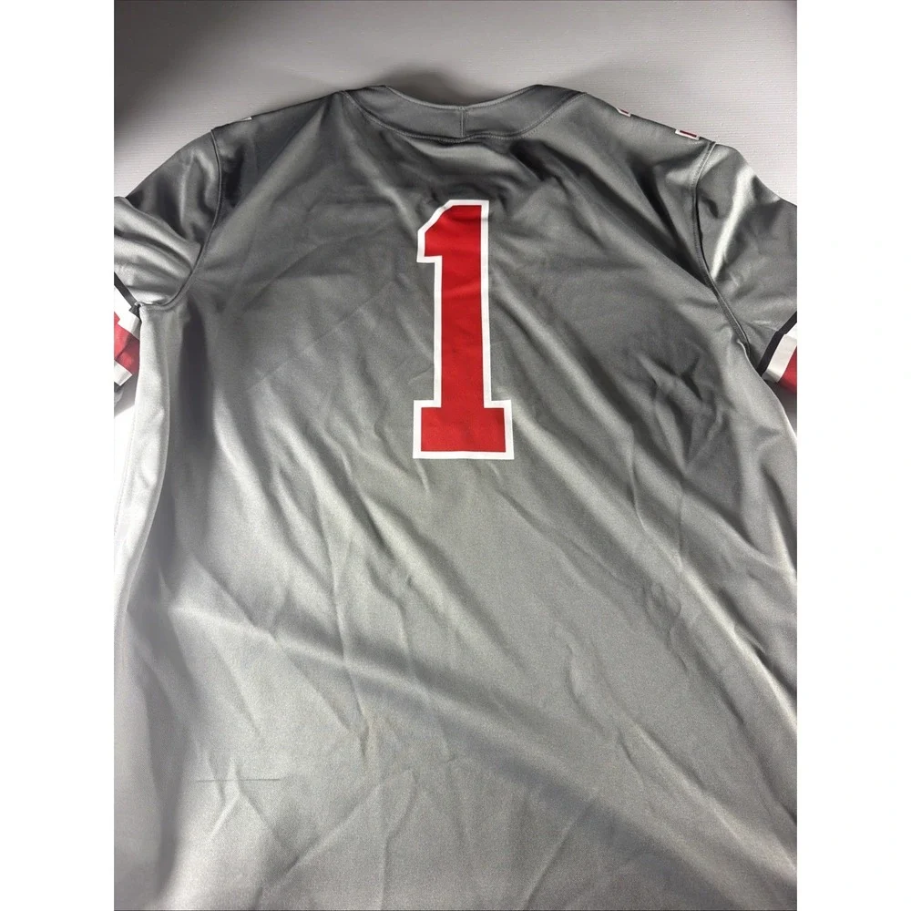 Nike Ohio State Buckeyes Jersey Med Grey Football #1 Game Jersey NCAA Dri Fit